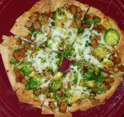 Brussels Sprouts and Chicken Sausage Pita Pizza 1
