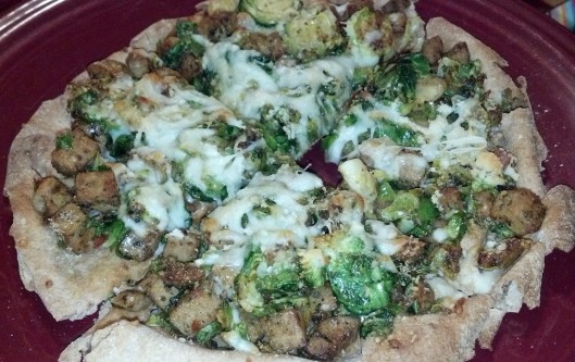 Brussels Sprouts and Chicken Sausage Pita Pizza 2